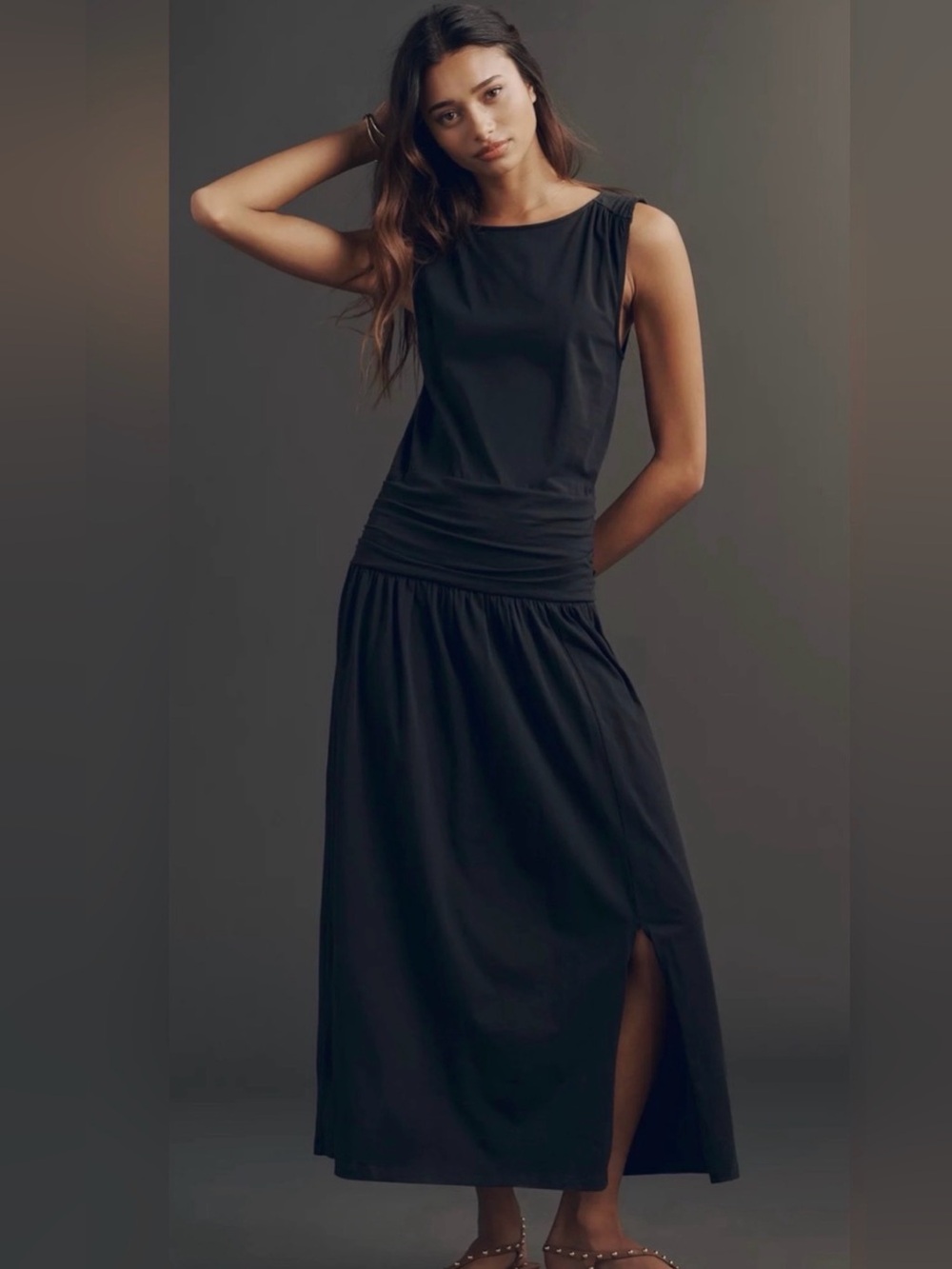 Anthro Nation Los Angeles Black Sleeveless Midi Dress size small